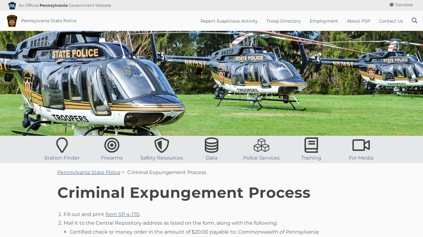 Criminal Expungement Process - Pennsylvania State Police
